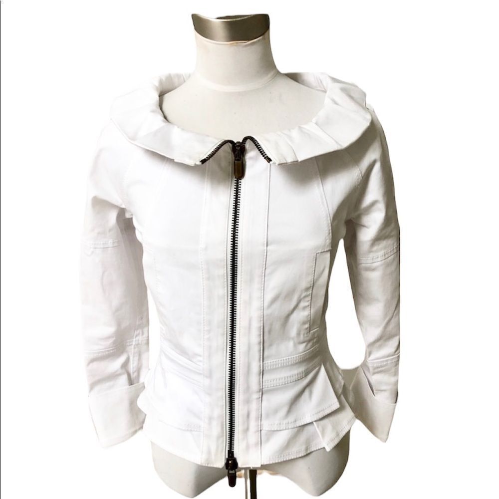 Red Valentino white 100% cotton zip front jacket S
